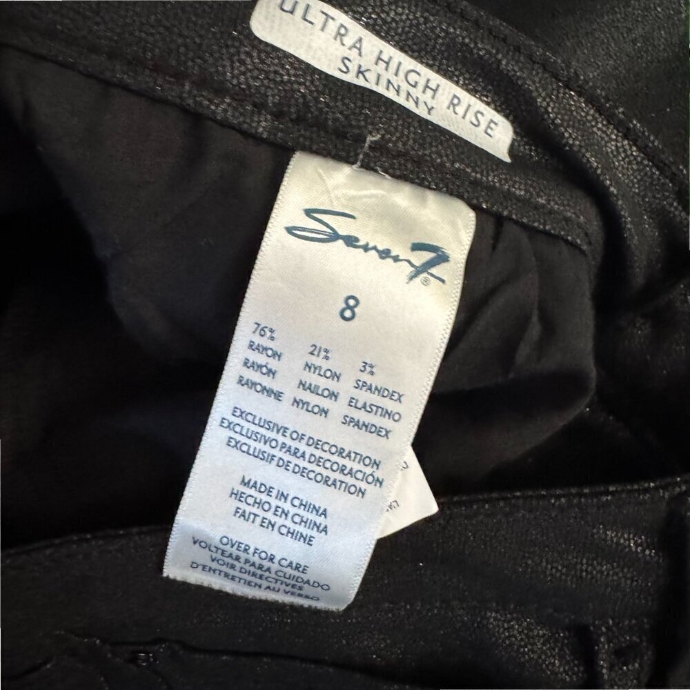 SEVEN 7 Black Sparkle Ultra High Rise Skinny Pants Jeans Holiday Glitter 8 - Picture 5 of 8